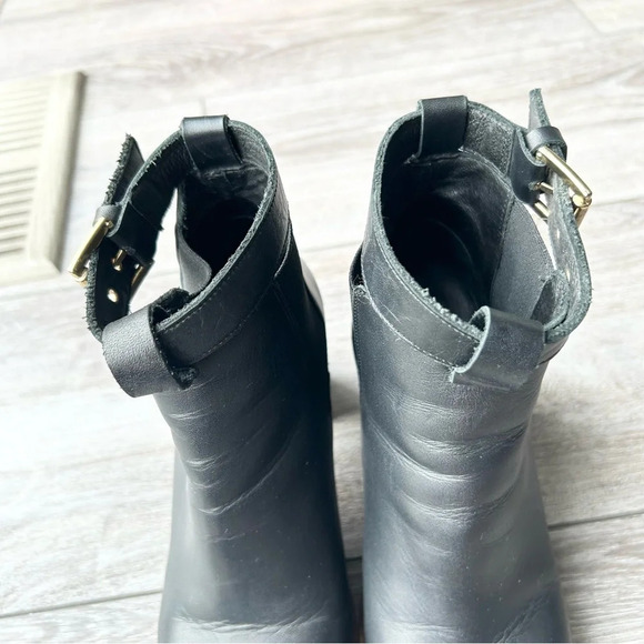 KG KURT GEIGER Sebastian Black Leather Buckle Ankle Boots Made in Spain - Picture 9 of 12